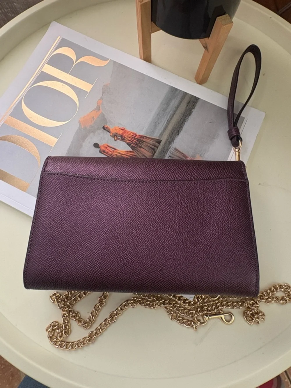 Coach Purple Shoulder Bag Gold Chain Strap Turn Lock Accent Detachable Strap - Picture 9 of 11